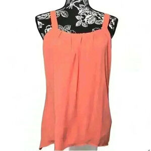 Naked Zebra Women's Sleeveless Pleated Tank Top Orangish- Pink Size Small